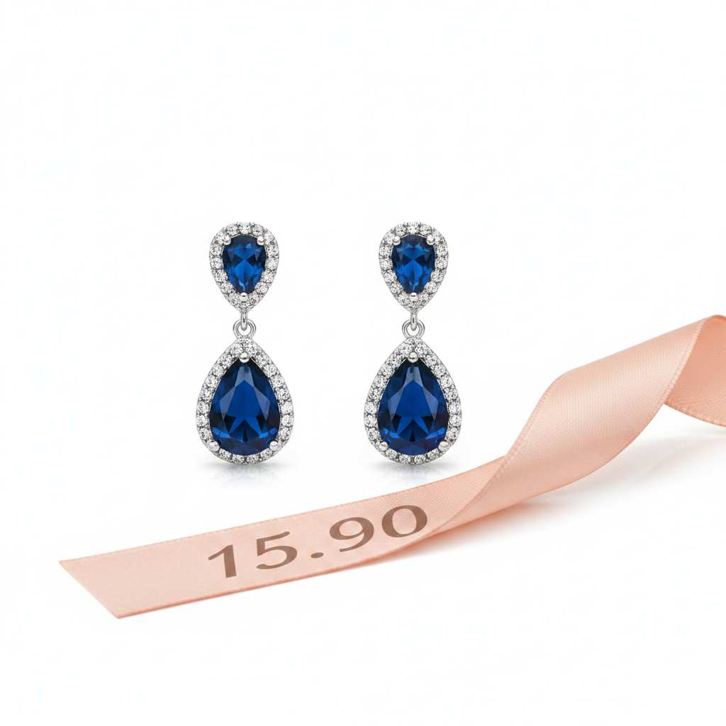 Boucles d'oreilles pendantes cristal bleu marine