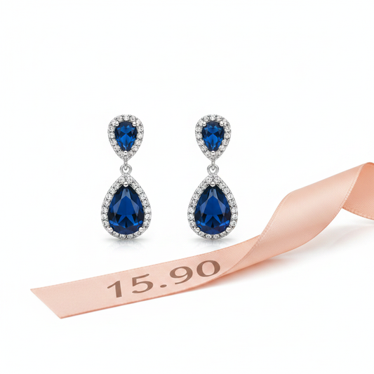 Boucles d'oreilles pendantes cristal bleu marine