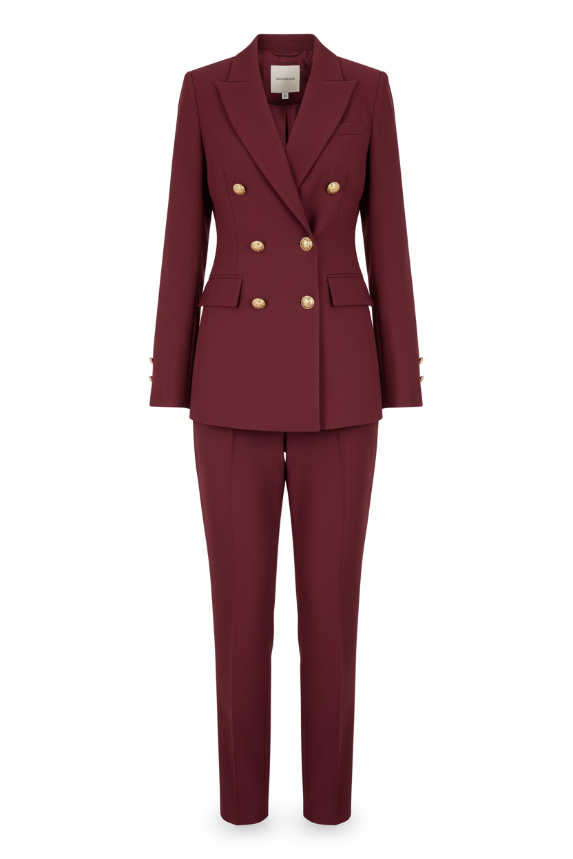 Tailleur bordeaux blazer & pantalon - New Collection - Taille L - Made in Italy - Pièce unique