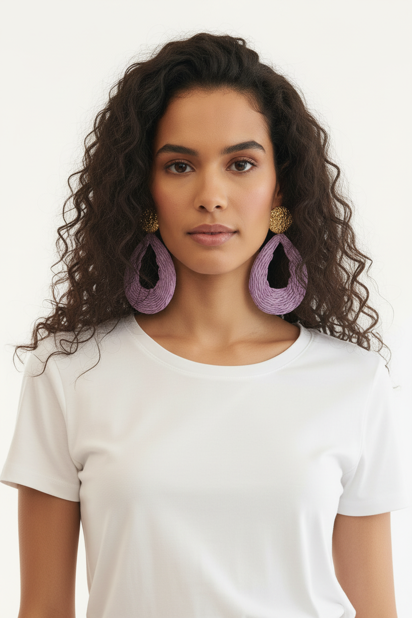 Boucles d'oreilles Lilas & Dorées – Goutte Raffinée