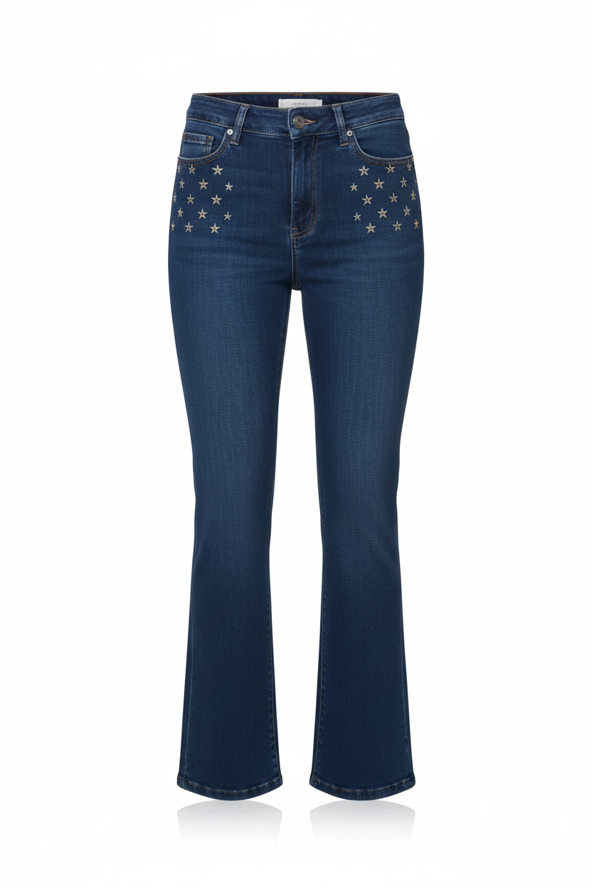 Jeans Maison Onado - Broderie Étoiles - Taille 42 - Made in Italy  - Pièce unique