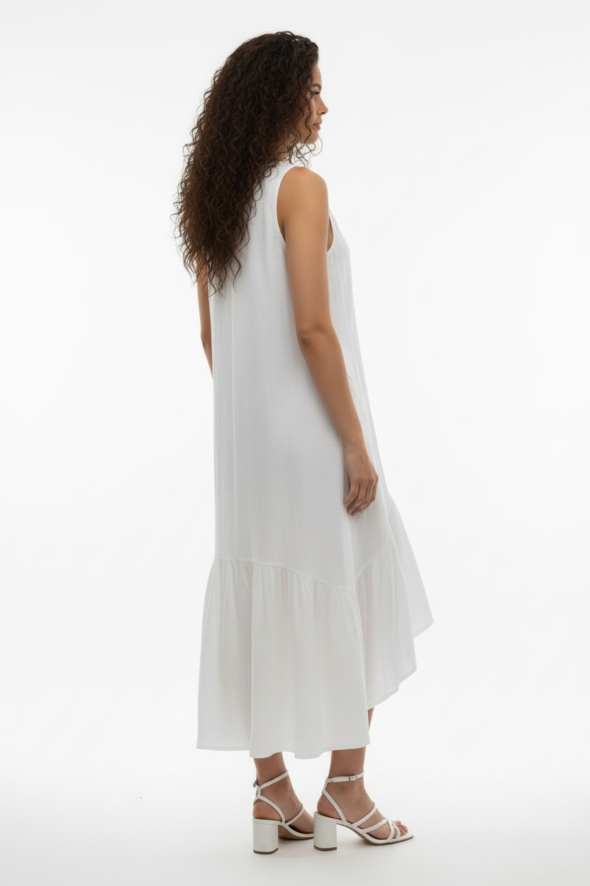 Robe Puro Lino - Lin Italien Brodé Papillon - Taille L - Made in Italy - Pièce unique