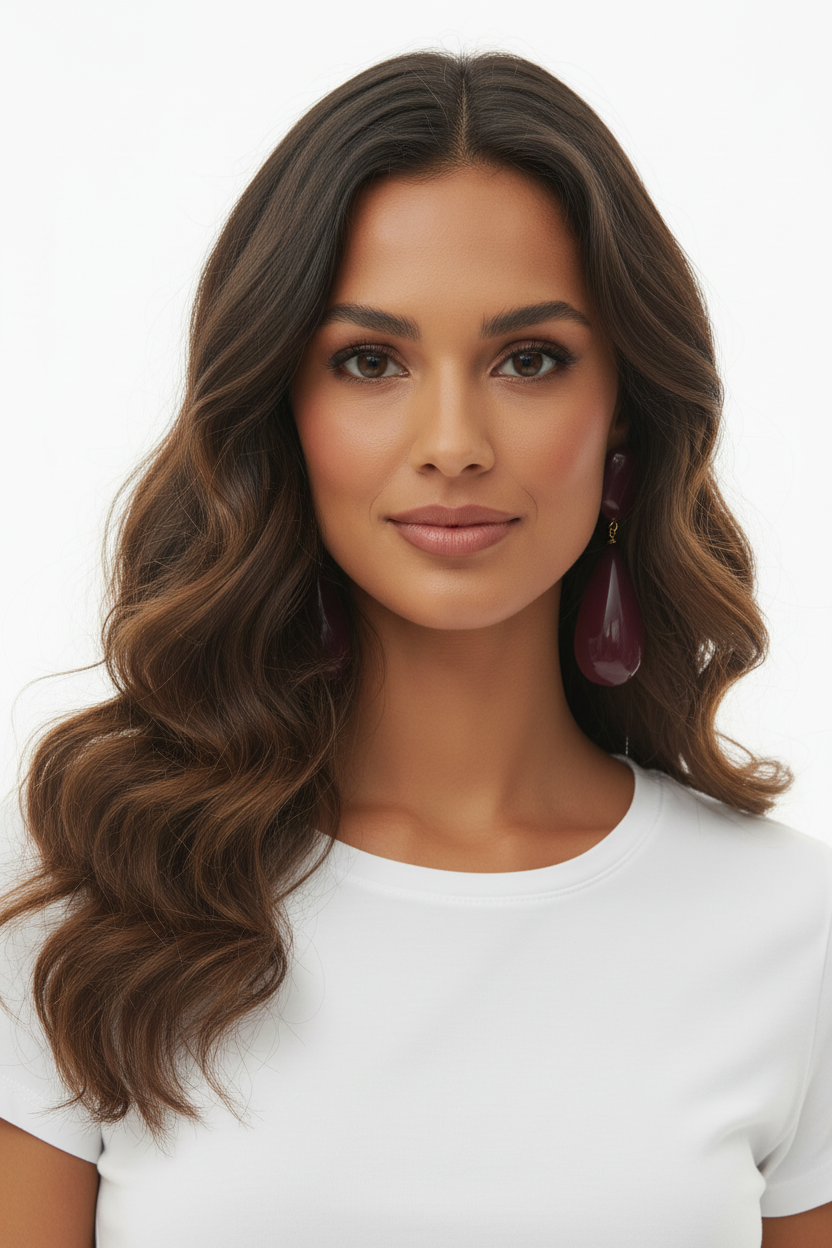 Boucles d'Oreilles Pendantes Bordeaux Glossy