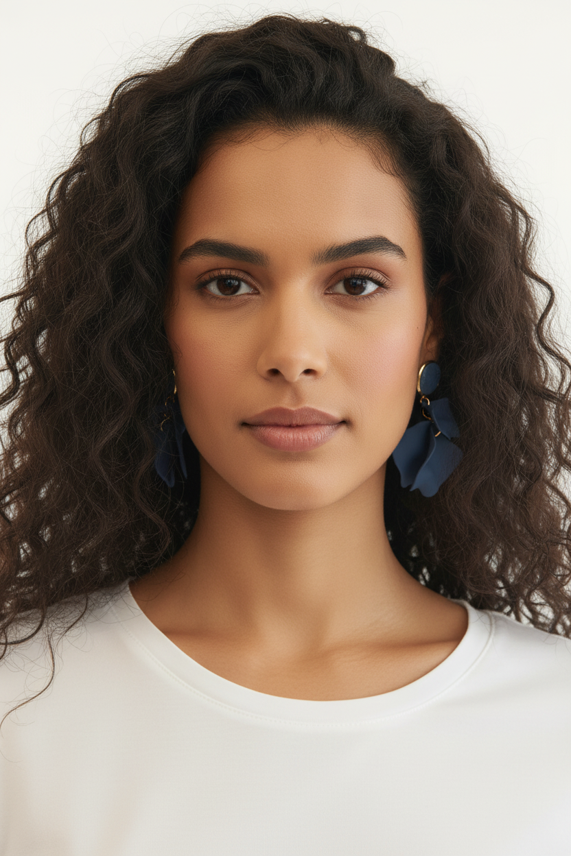 Boucles d'oreilles Pétales Bleu Ardoise & Dorées