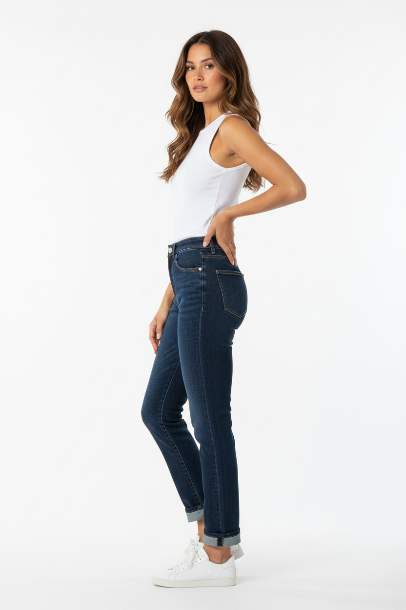 Jean Slim Taille Haute - Kiss Pink - Taille XL - Made in Italy - Pièce unique