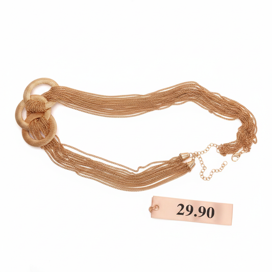 Collier multi-chaînes anneaux entrelacés rose gold
