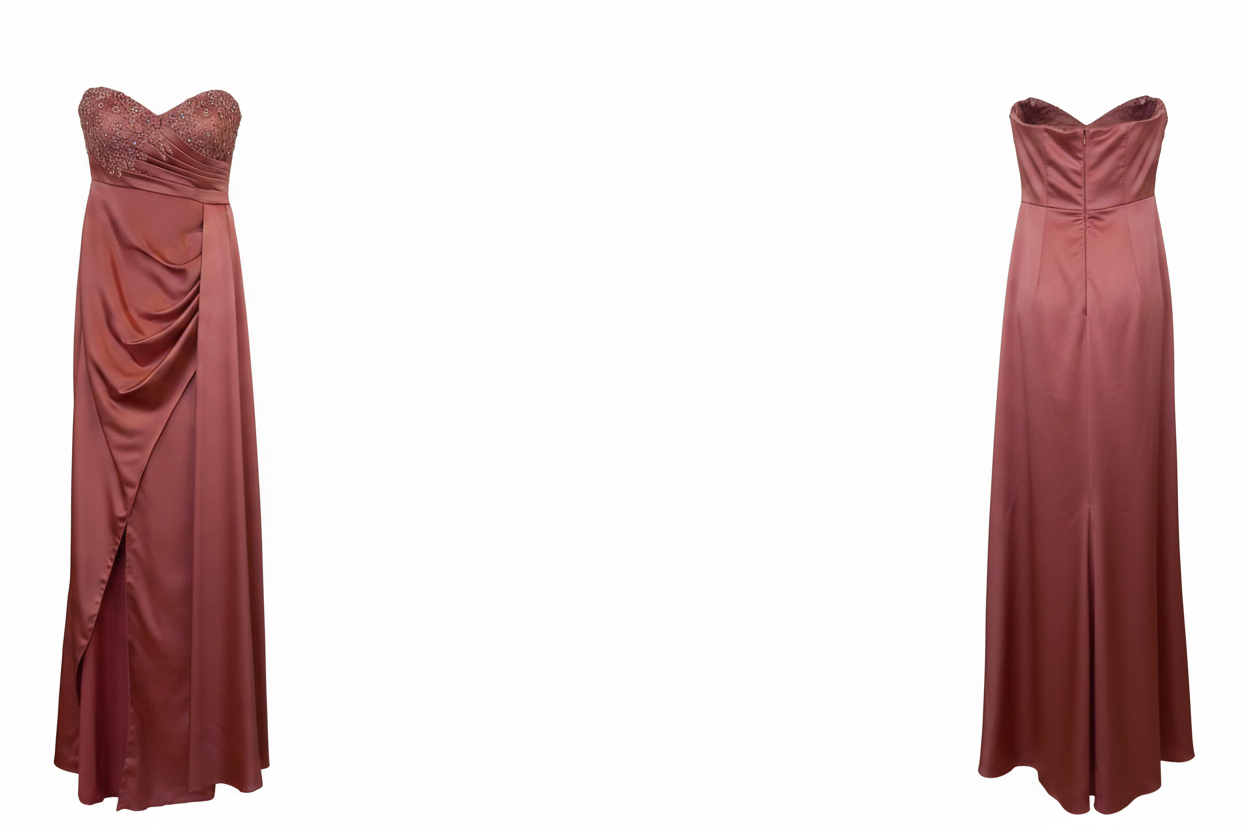 Robe longue de soirée bustier brodée Sagozza vieux rose - Taille 40