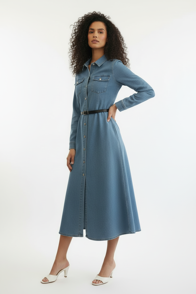 Robe Jean - Mira-Belle - Casual Chic - Taille M/42 - Made in Italy - Pièce unique
