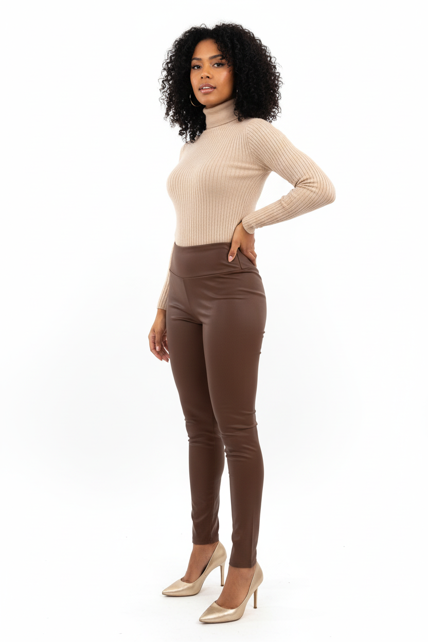 Legging Taille Haute Marron Chocolat - Taille XL