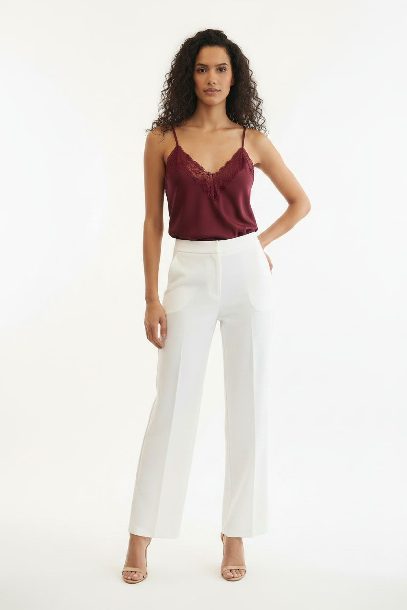 Top Caraco Bordeaux Dentelle - Taille 38-40-42 - Made in Italy - Pièce unique
