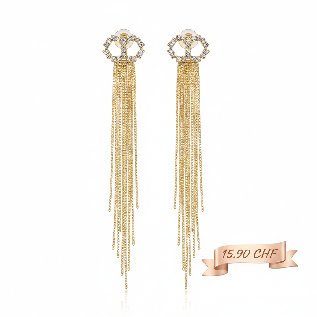 Boucles d'oreilles pendantes dorées à franges