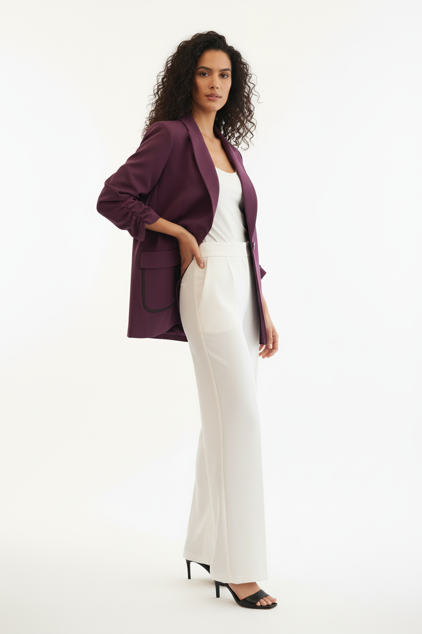 Blazer oversize prune - ANNE & CO - 48-52 ! - Made in Italy - Pièce unique