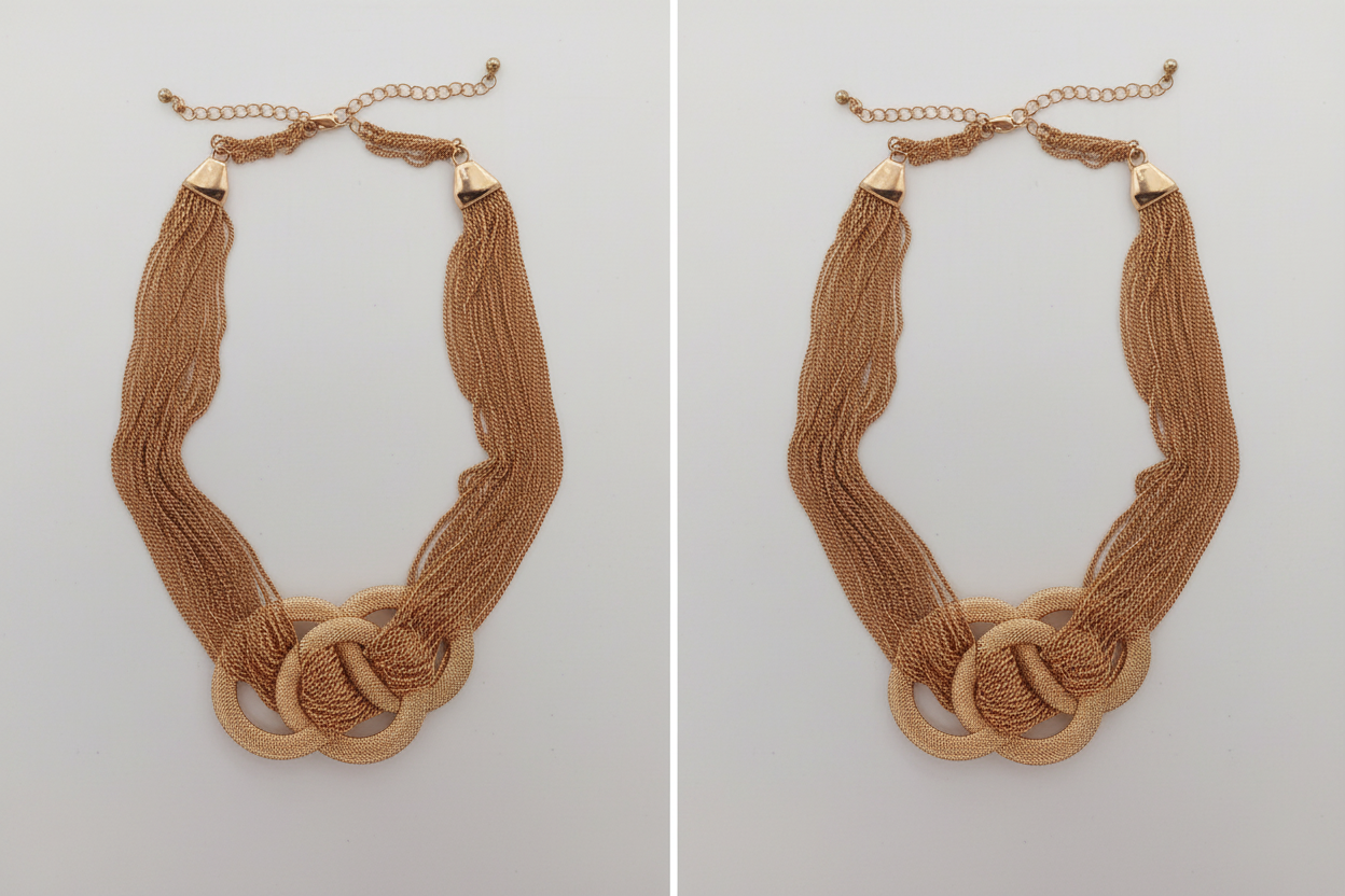 Collier multi-chaînes anneaux entrelacés rose gold