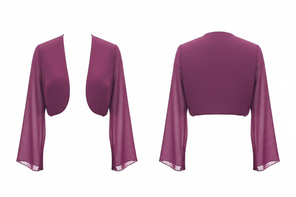 Boléro court mousseline prune – Taille unique 36-44