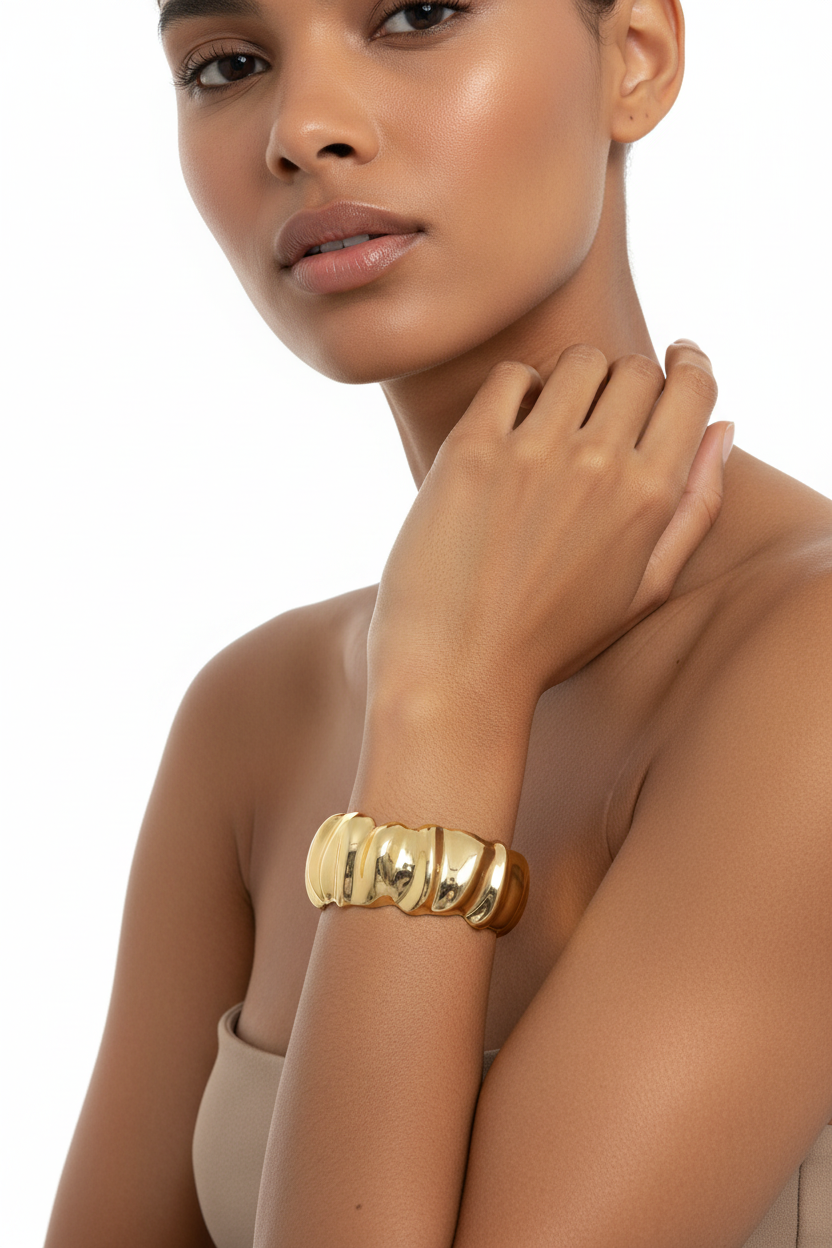 Bracelet Jonc Doré Ondulé