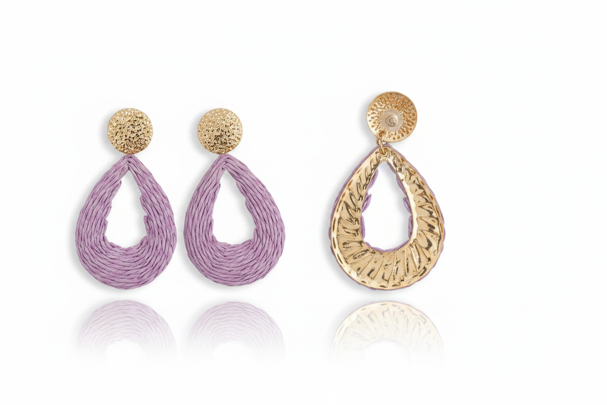 Boucles d'oreilles Lilas & Dorées – Goutte Raffinée