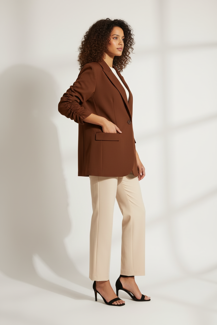 Blazer oversize chocolat - ANNE & CO - 48-52 ! - Made in Italy - Pièce unique