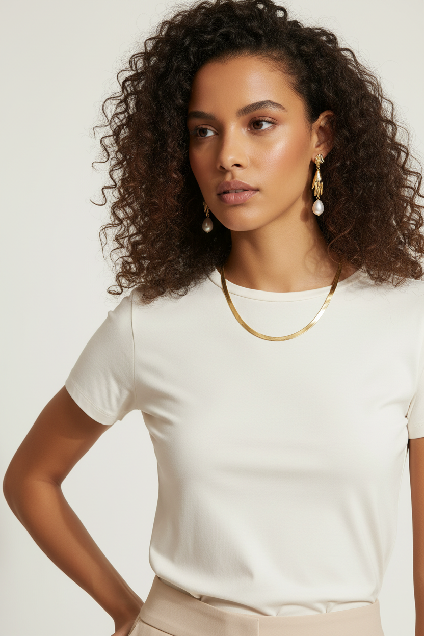 Ensemble Collier & Boucles d'oreilles Dorées Perle
