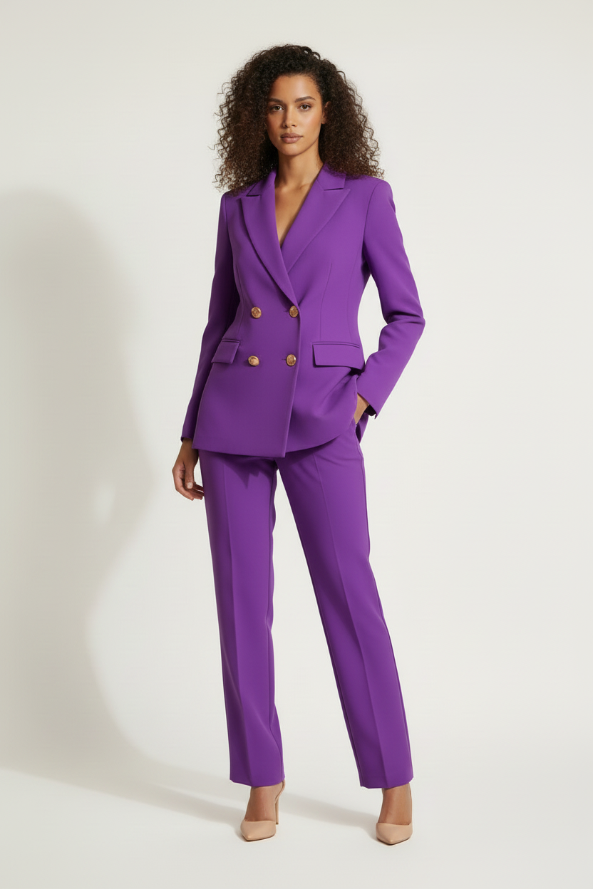 Tailleur violet - blazer & pantalon - FAVOLOSA - Taille S - Made in Italy - Pièce unique