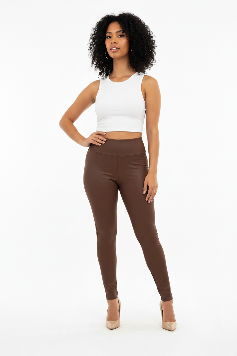 Legging Taille Haute Marron Chocolat - Taille XL
