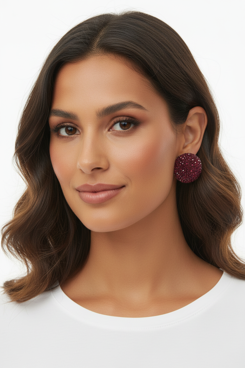 Boucles d'Oreilles Strass Bordeaux Glamour