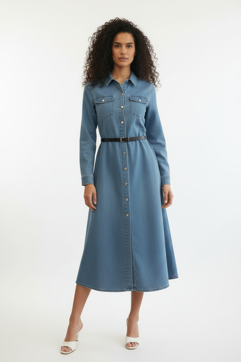 Robe Jean - Mira-Belle - Casual Chic - Taille M/42 - Made in Italy - Pièce unique