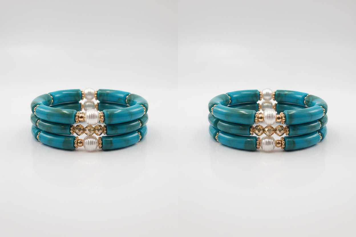 Ensemble 3 Bracelets Turquoise & Doré