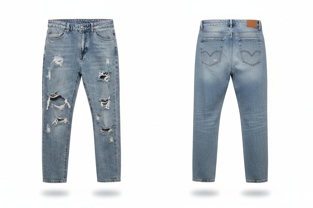 Jean Slim Déchiré Bleu Clair Ad'Oro Denim - Taille S