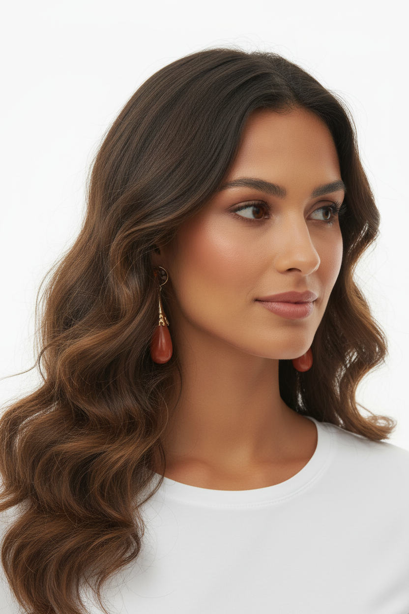 Boucles d'oreilles pendantes goutte terracotta