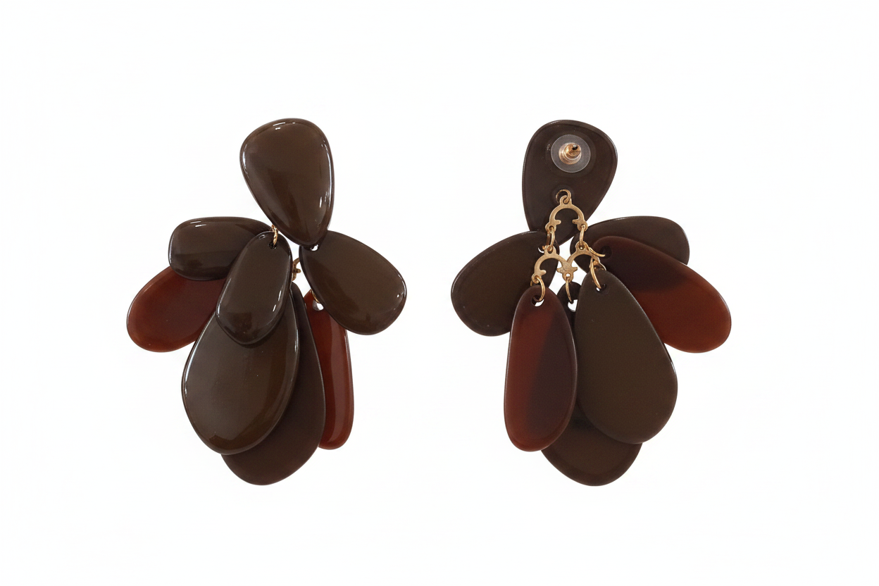 Boucles d'oreilles pendantes gouttes chocolat brillant