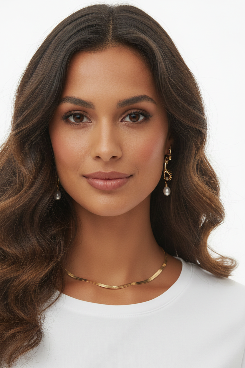 Ensemble Collier & Boucles d'oreilles Dorées Perle