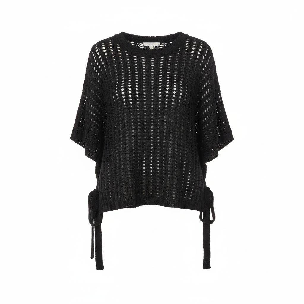 Pull Crochet Noir - Lamiar - Taille 38-40 - Made in Italy - Pièce unique