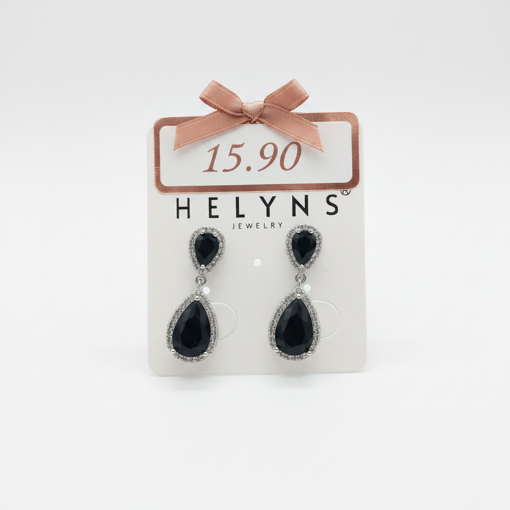 Boucles d'oreilles pendantes noires cristal