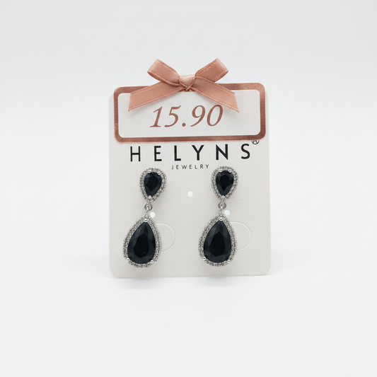 Boucles d'oreilles pendantes noires cristal