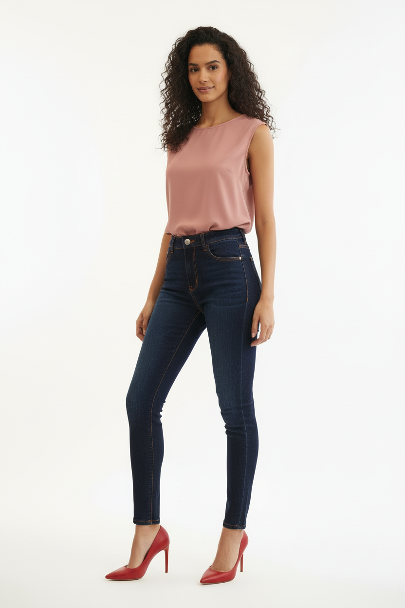 Jean Skinny - NOVE & NOVE - Taille 52 - Made in Italy - Pièce unique
