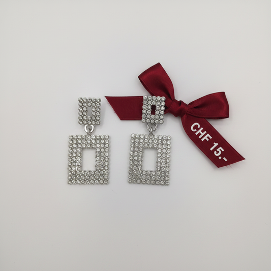 Boucles d'oreilles pendantes carrées strass
