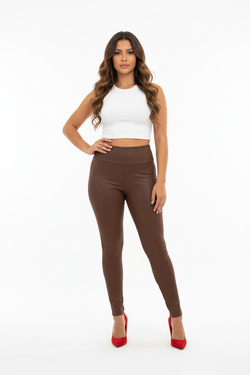 Legging Taille Haute Marron Chocolat - Taille XL