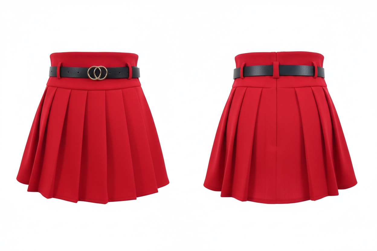 Mini-Jupe Plissée Rouge - NT Fashion - Taille S - Made in Italy - Pièce unique