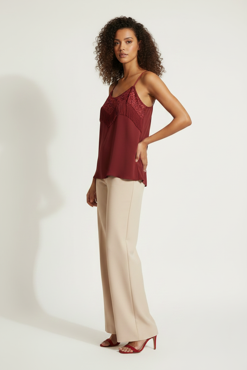 Top Caraco Brique Dentelle - Taille 38-40-42 - Made in Italy - Pièce unique