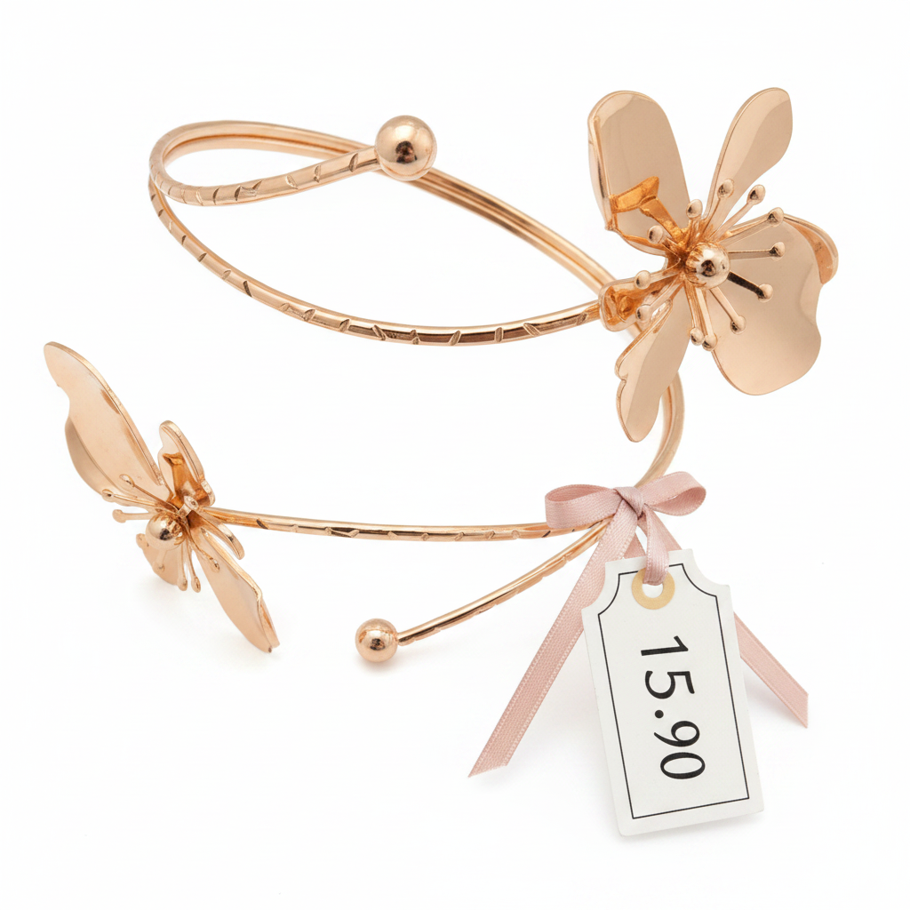 Bracelet Manchette Fleurs Dorées