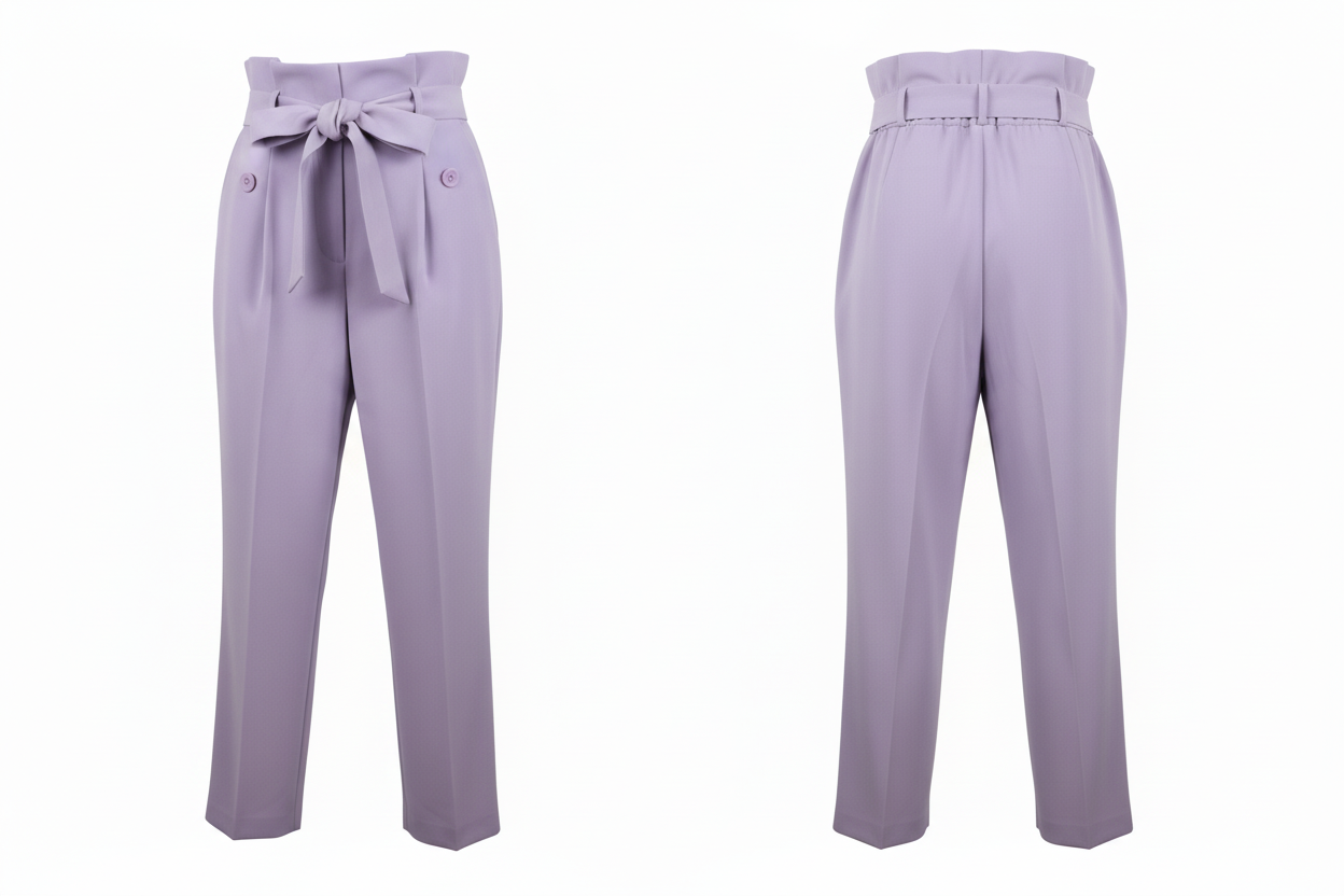 Pantalon Lilas- Taille Haute - Paper Bag - NEW COLLECTION - Taille L - Made in Italy - Pièce unique