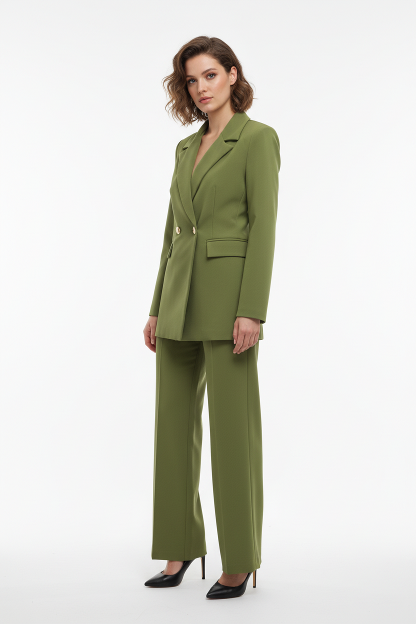 Tailleur Vert Olive - Ariana Paula Designer - Made in Italy - Pièce unique - Aussi sur mesure et sur commande