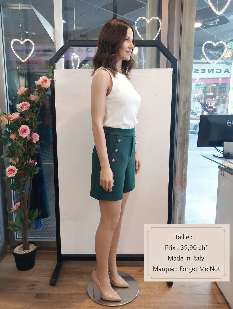 39,90 chf - Taille L - Short chic Forget Me Not Made in Italy – Look tendance & élégant à petit prix !