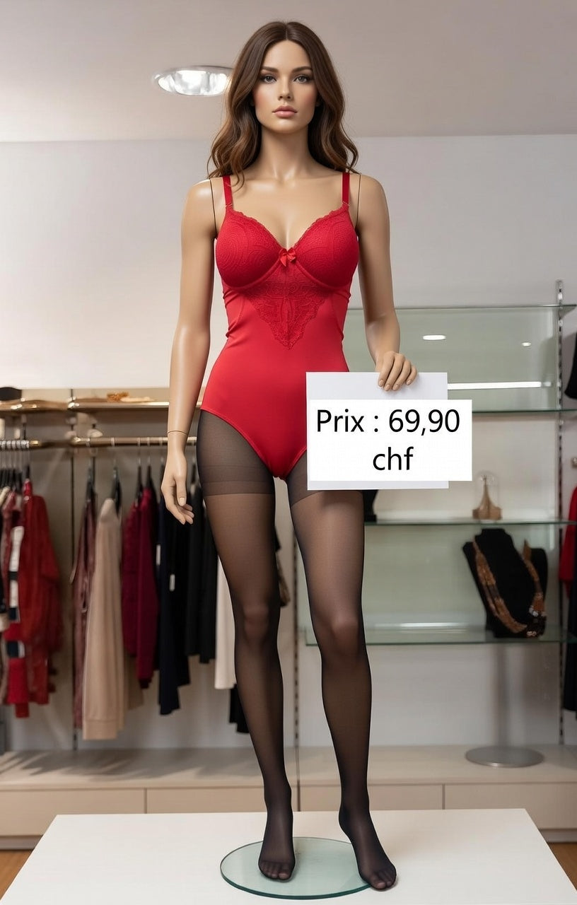 69,90 chf - Body, dispo en taille S, M, et L - Body gainant brésilien ultra-sculptant rouge passion !n – Dentelle sensuelle !