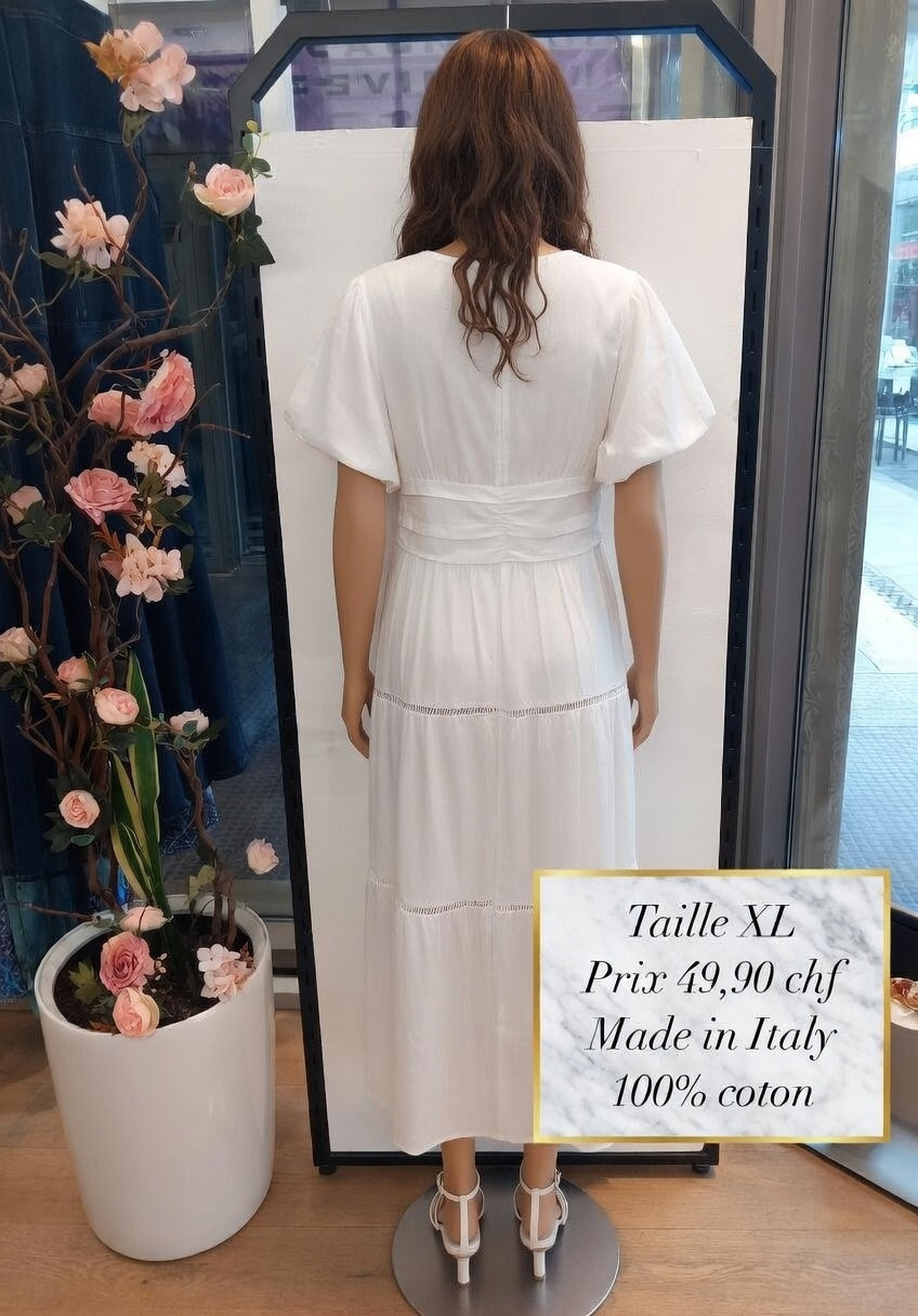 49,90 chf - Taille XL - ✨ Robe blanche 100% coton italienne ultra féminine !
