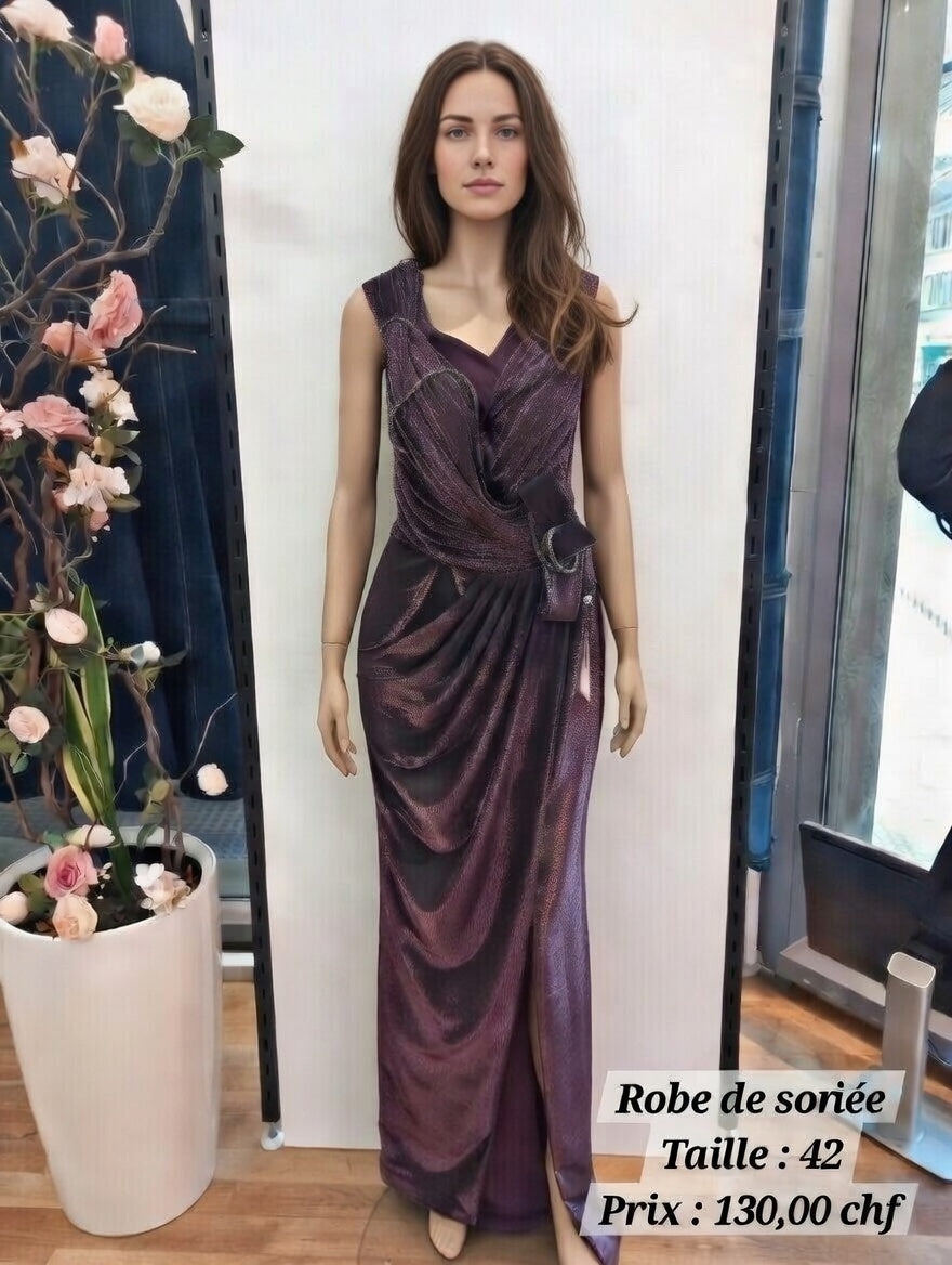 130,00 chf - Taille 42 - ✨ Robe de soirée glamour violet métallisé✨