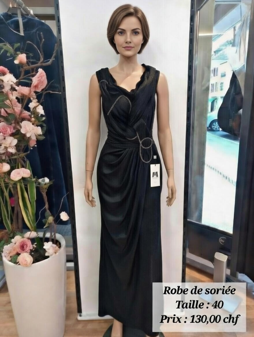 130,00 chf - Taille 40 - ✨ Robe de soirée noire élégante & scintillante ✨