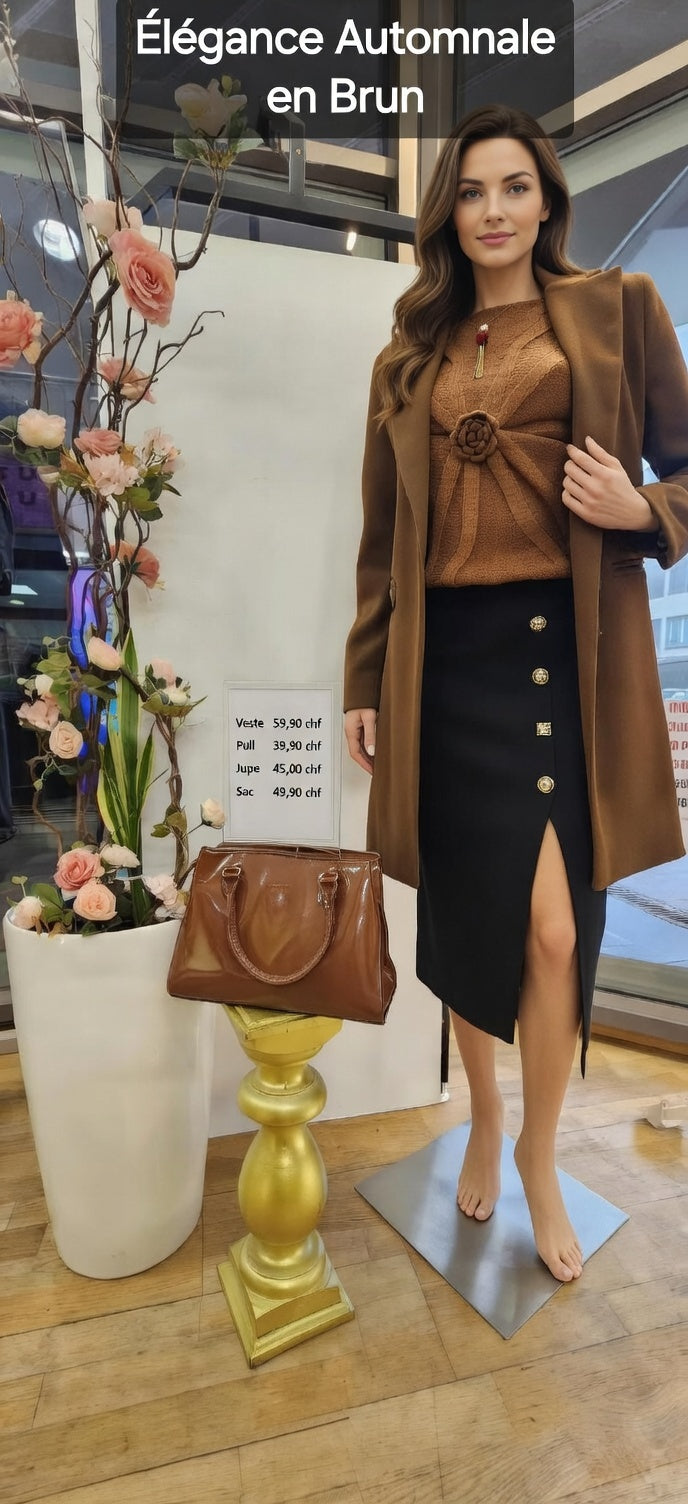 194,70 chf - Prix de l'ensemble mais chaque pièce peut être vendu séparément - Taille 38-40 - Élégance automnale en brun