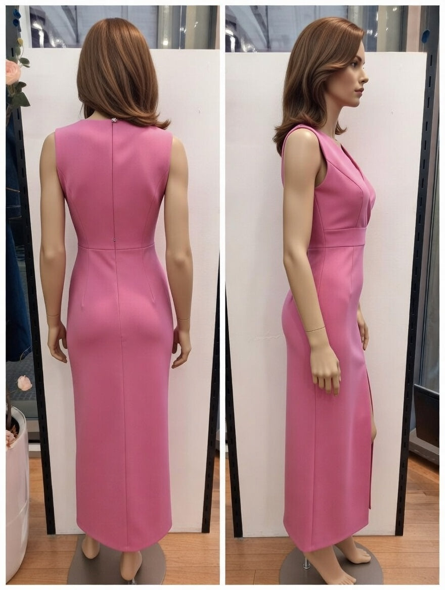 49,90 chf - Taille 36-38 - Robe Rose Glamour avec Fente Latérale – Élégante et Abordable