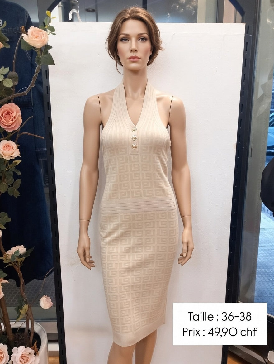 49,90 chf - Taille 36-38- Robe Beige Élégante -